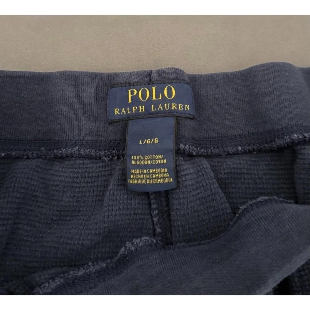 Polo Ralph Lauren Sweatpants Mens Size Large Blue Thermal Waffle Knit Logo Pants